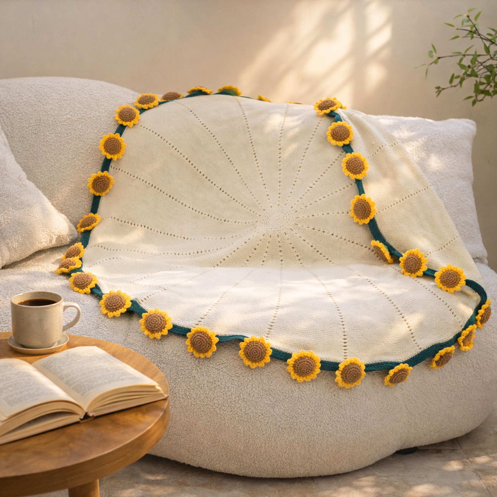 FantasDeck Sunflower blanket on bed provides versatile comfort for rest.