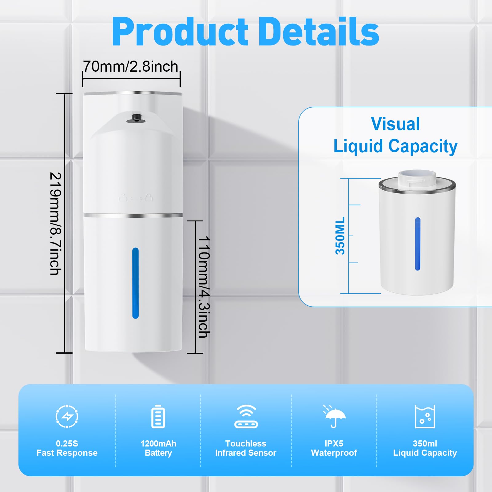 Fantictas automatic soap dispenser free-standing setup for versatile placement.