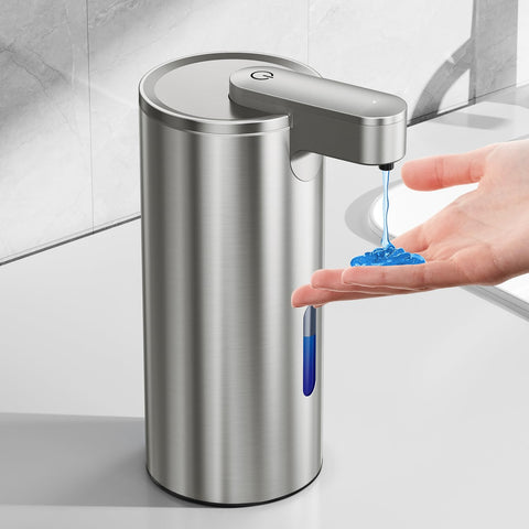 Fantictas automatic soap dispenser front view, durable stainless steel for daily use