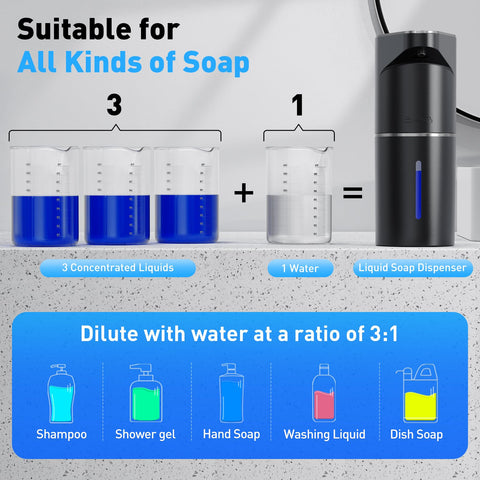 Fantictas compatible with liquid soap and sanitizer for versatility.