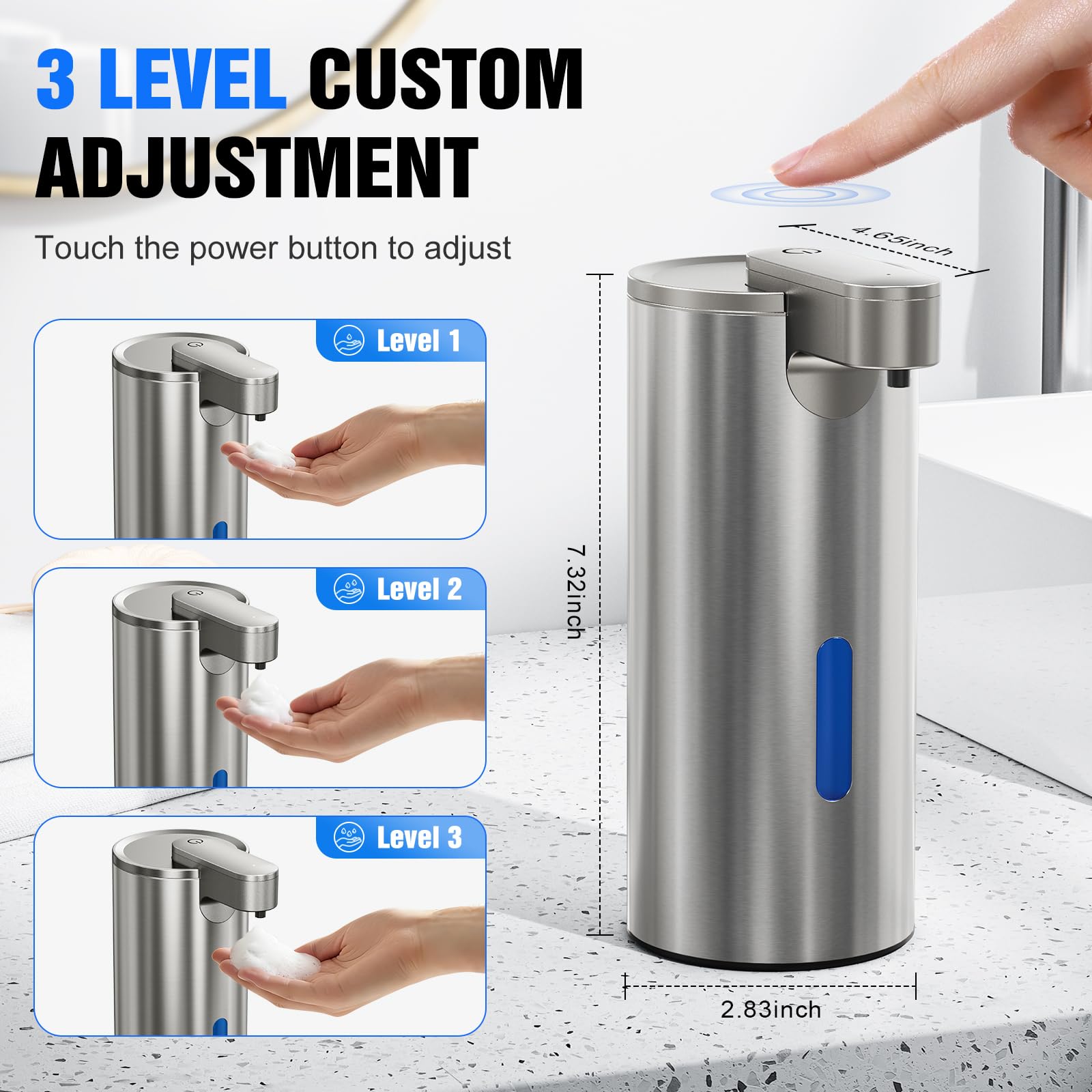 Fantictas touchless soap dispenser in action showing hygienic sensor detection