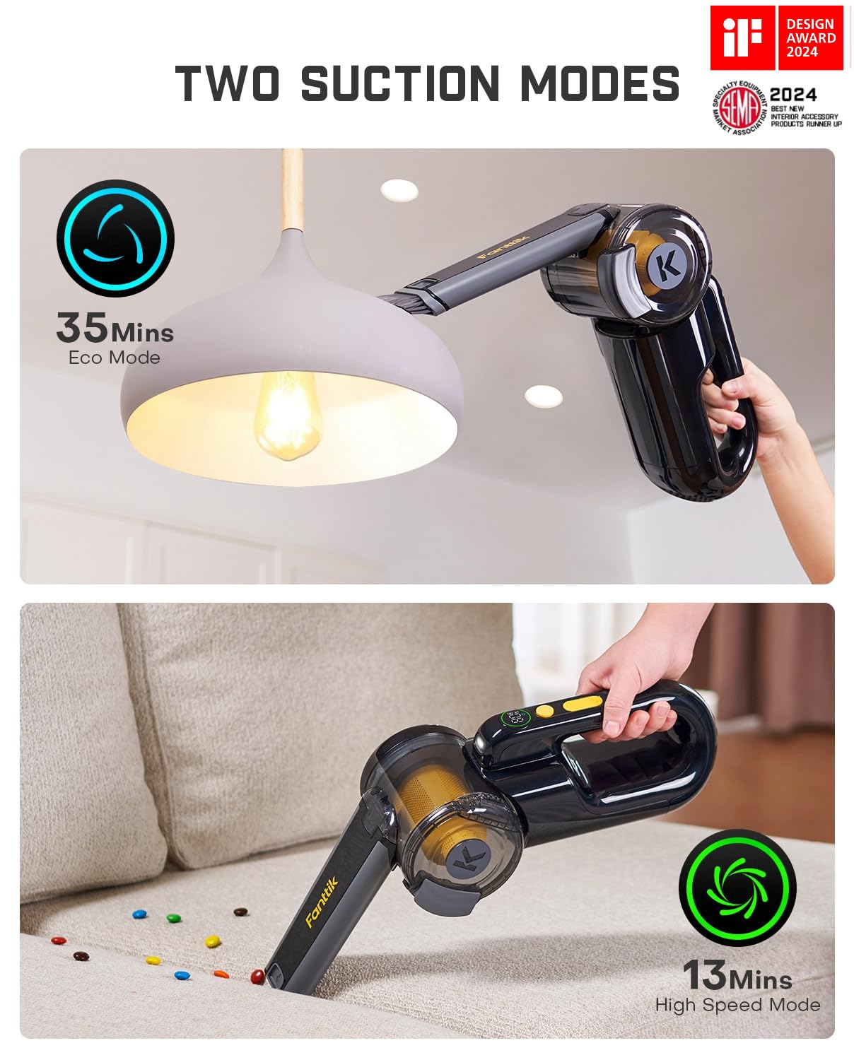 Fanttik Fold V10 Apex Pivot vacuum with brush attachments for diverse surfaces