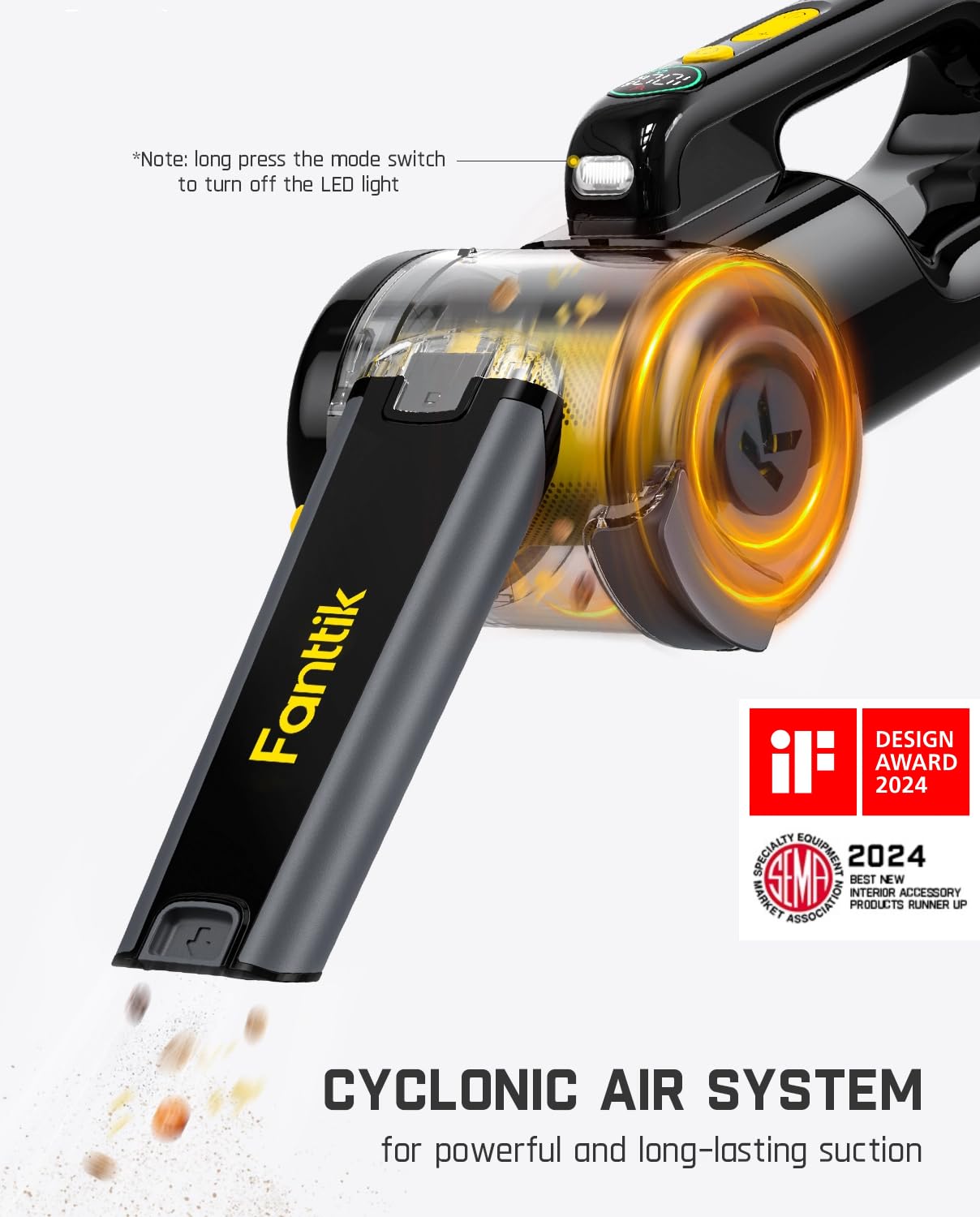 Fanttik Fold V10 Apex Pivot vacuum translucent dust bowl ready for disposal