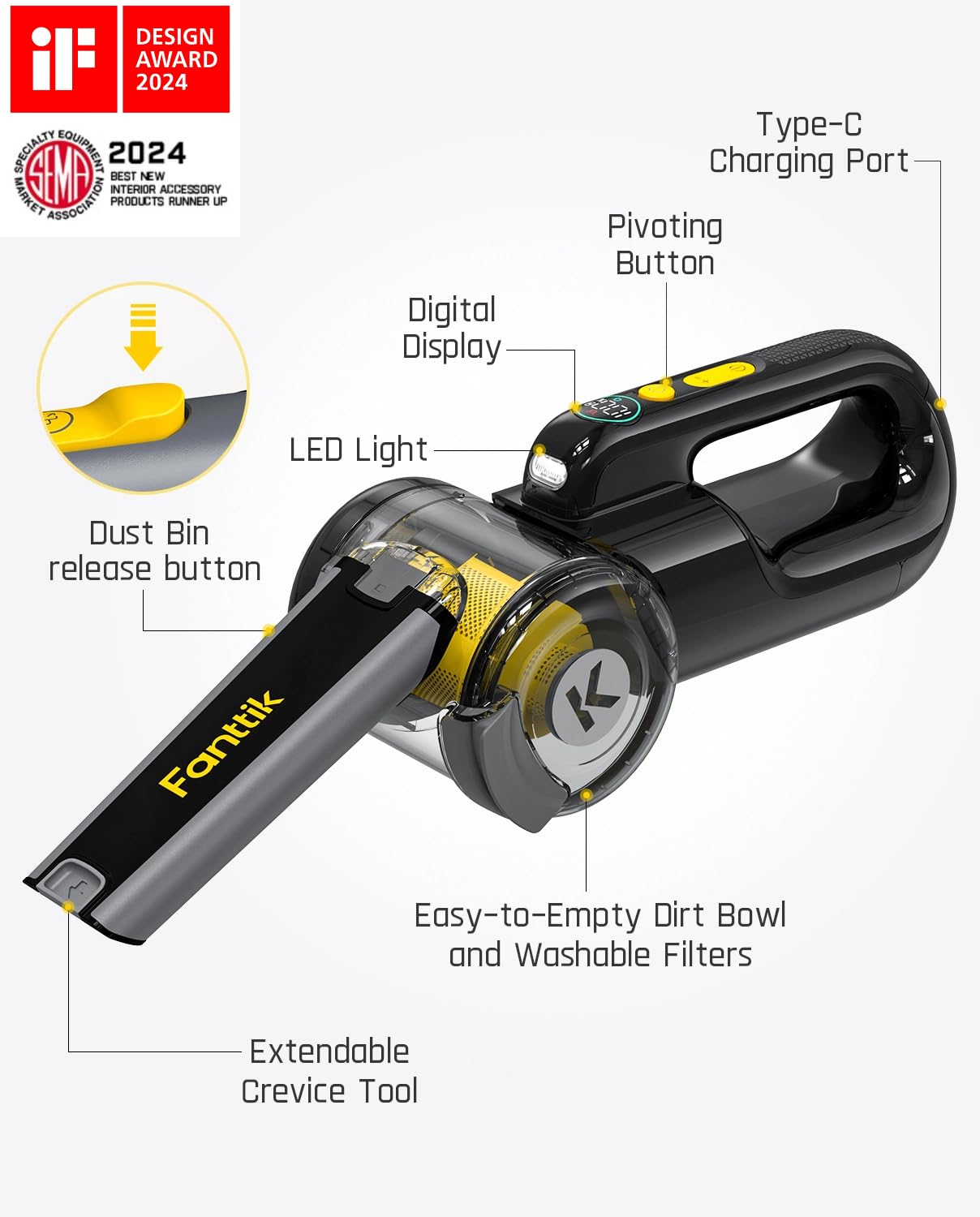 Fanttik Fold V10 Apex Pivot vacuum compact portable design for car and home use