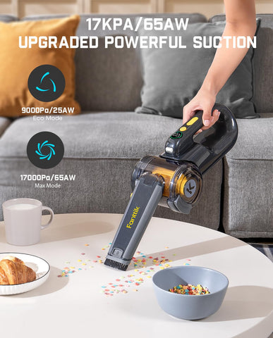 Fanttik Fold V10 Ultra Deluxe 65 AW suction and 17,000 Pa power for tough messes.