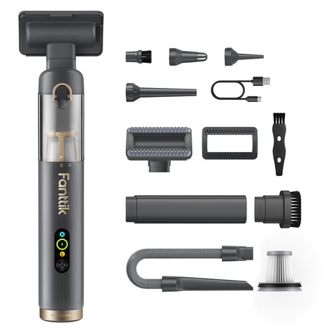 Fanttik Slim V10 Apex digital display shows real-time status during quick cleanups.