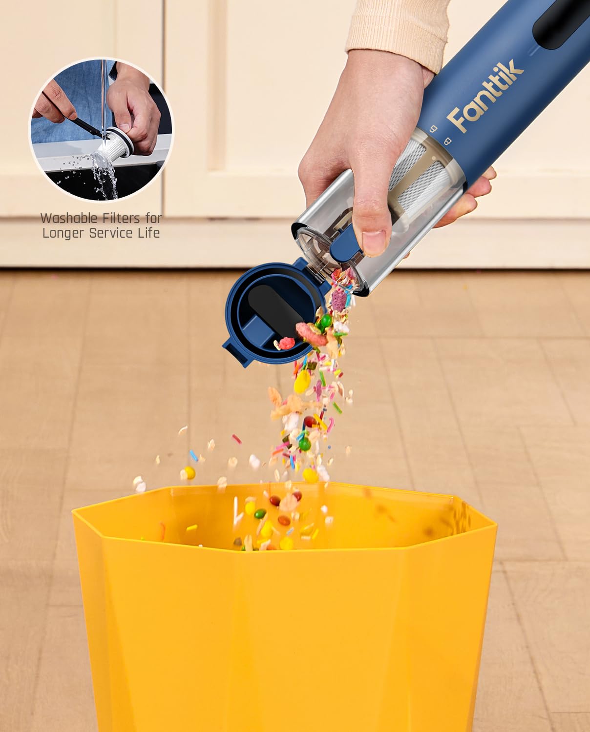 Fanttik Slim V10 APEX one-button dust disposal for simple cleanup.