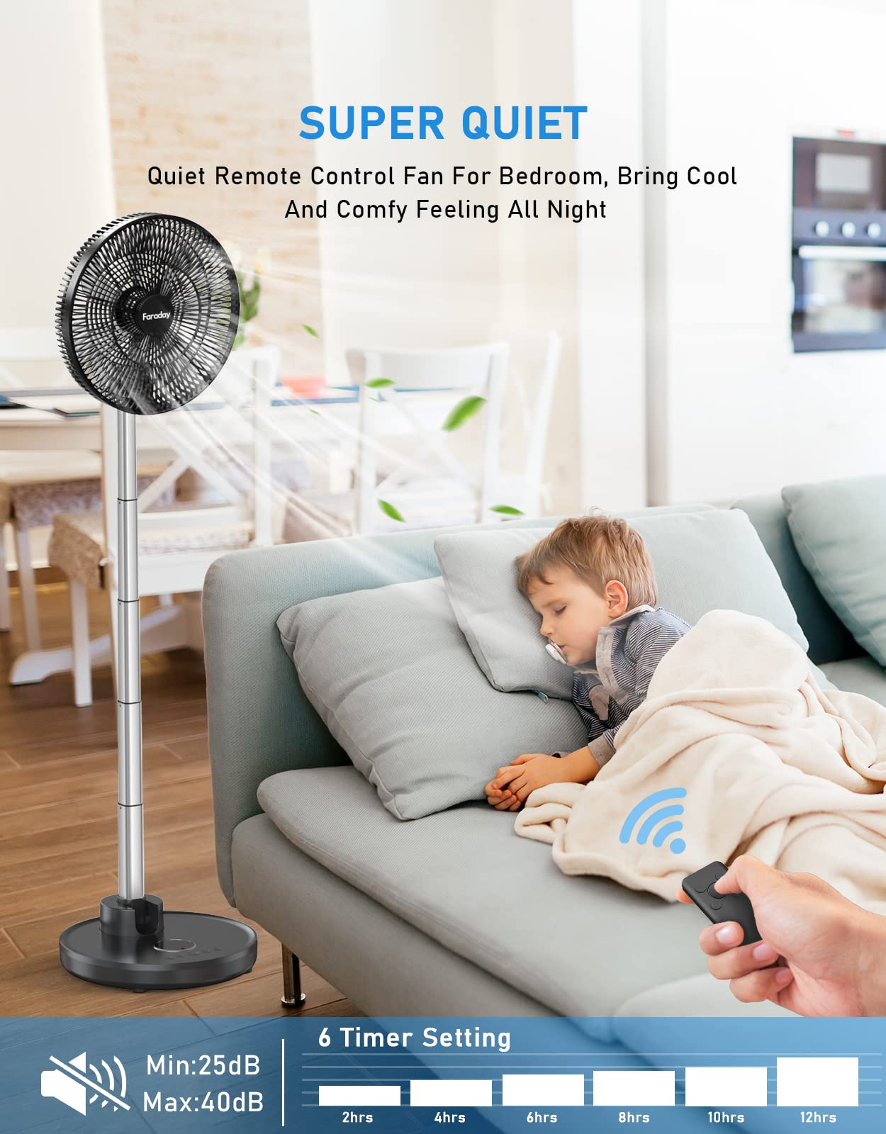 FARADAY foldable fan compact storage design ideal for small spaces and travel.