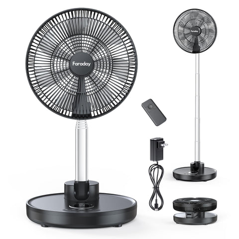 FARADAY Oscillating Fan 12-inch remote control for convenient cooling from across the room.