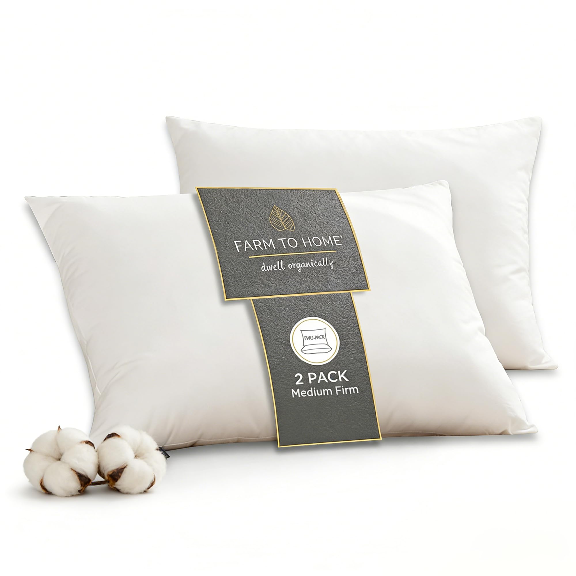 Farm to Home feather-down pillow core close-up showing plush fill and softness