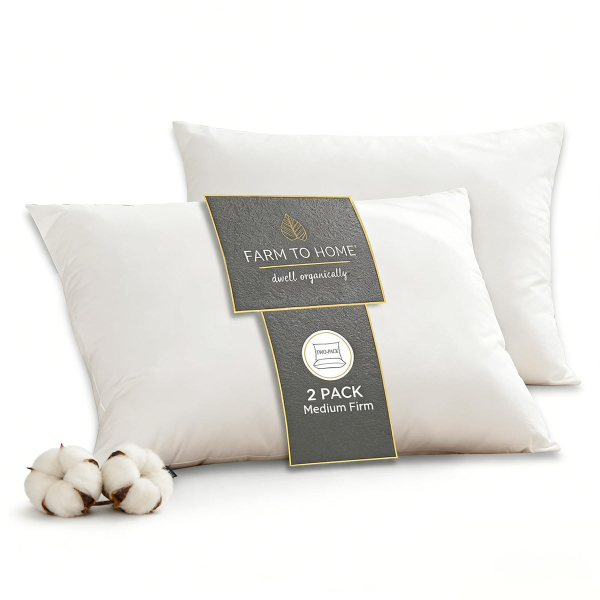 Farm to Home feather-down pillow core close-up showing plush fill and softness