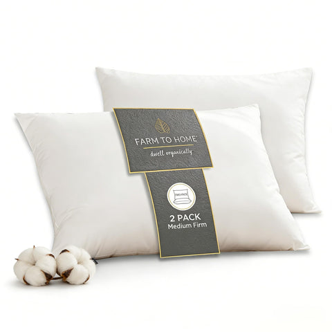Farm to Home feather-down pillow core close-up showing plush fill and softness