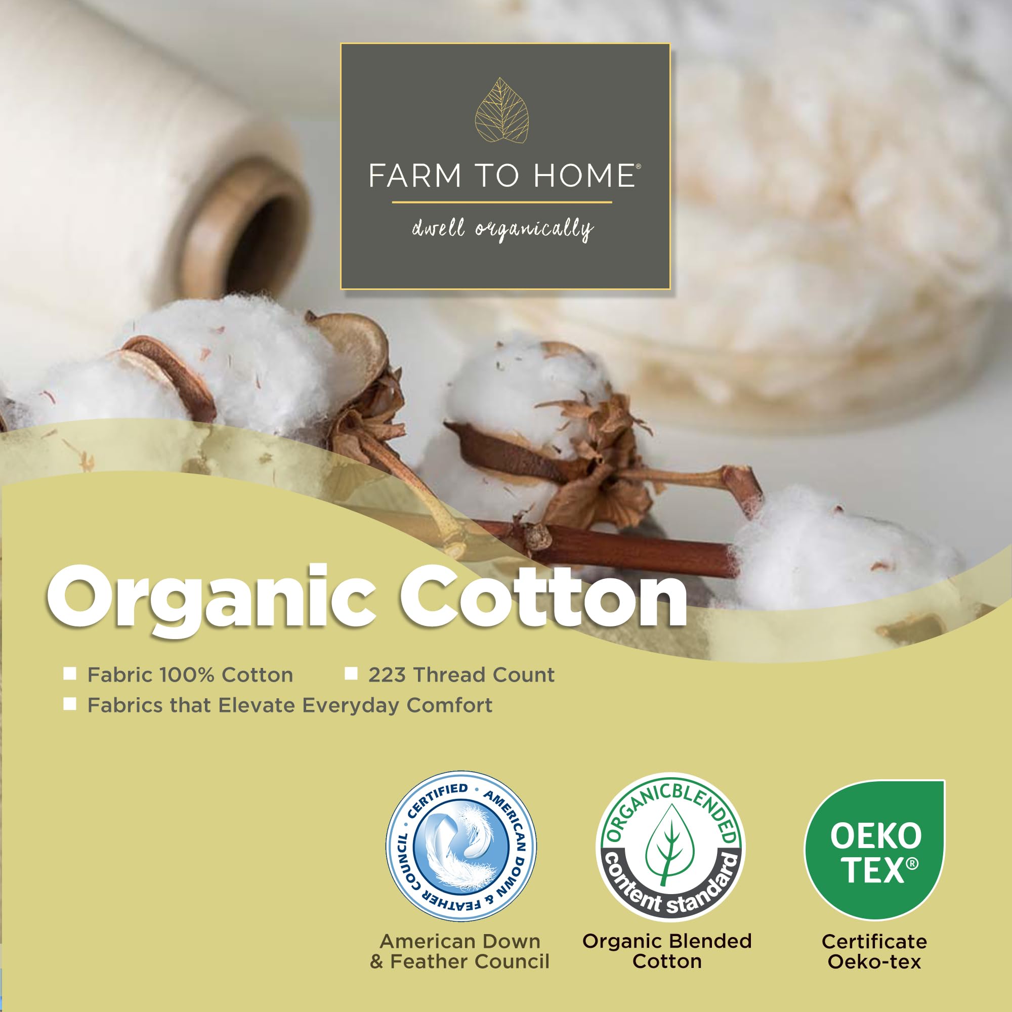 Farm to Home king-size pillow 20x36 on a luxurious bed setup
