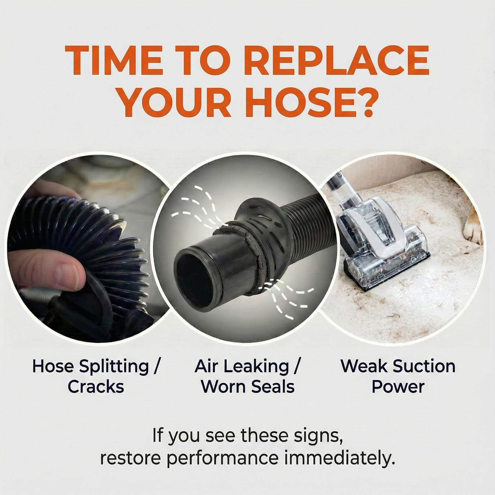 Fashion Plus compatible hose for UV900/UV950, restoring powerful suction.