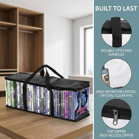 Fasmov living room setup showing easy-access DVD organization