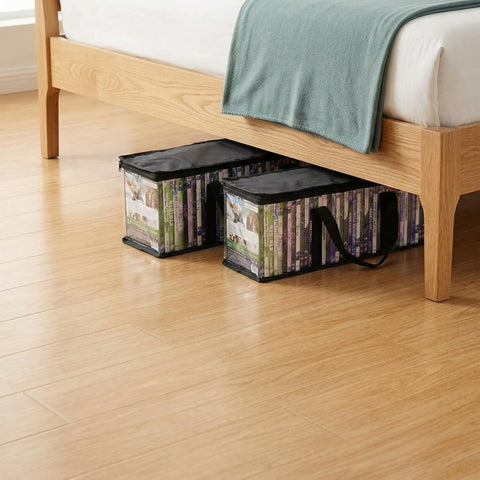 Fasmov under-bed friendly storage keeps media neatly tucked away
