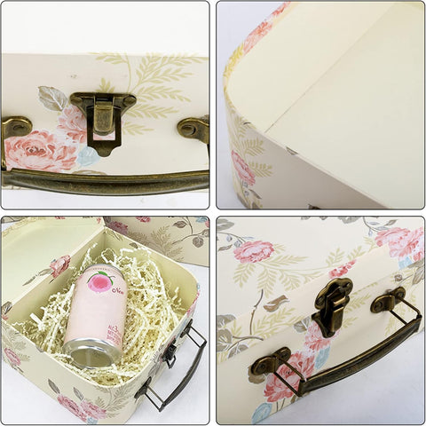 Fasmov suitcase storage retro pattern detail adds vintage charm to any shelf.