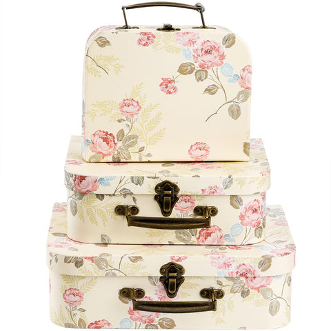 Fasmov three-pack suitcase storage small with lid keeps photos and trinkets neatly organized.