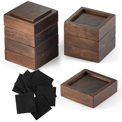 FASONLA bed risers in walnut 8-piece top view showing sturdy, stable design