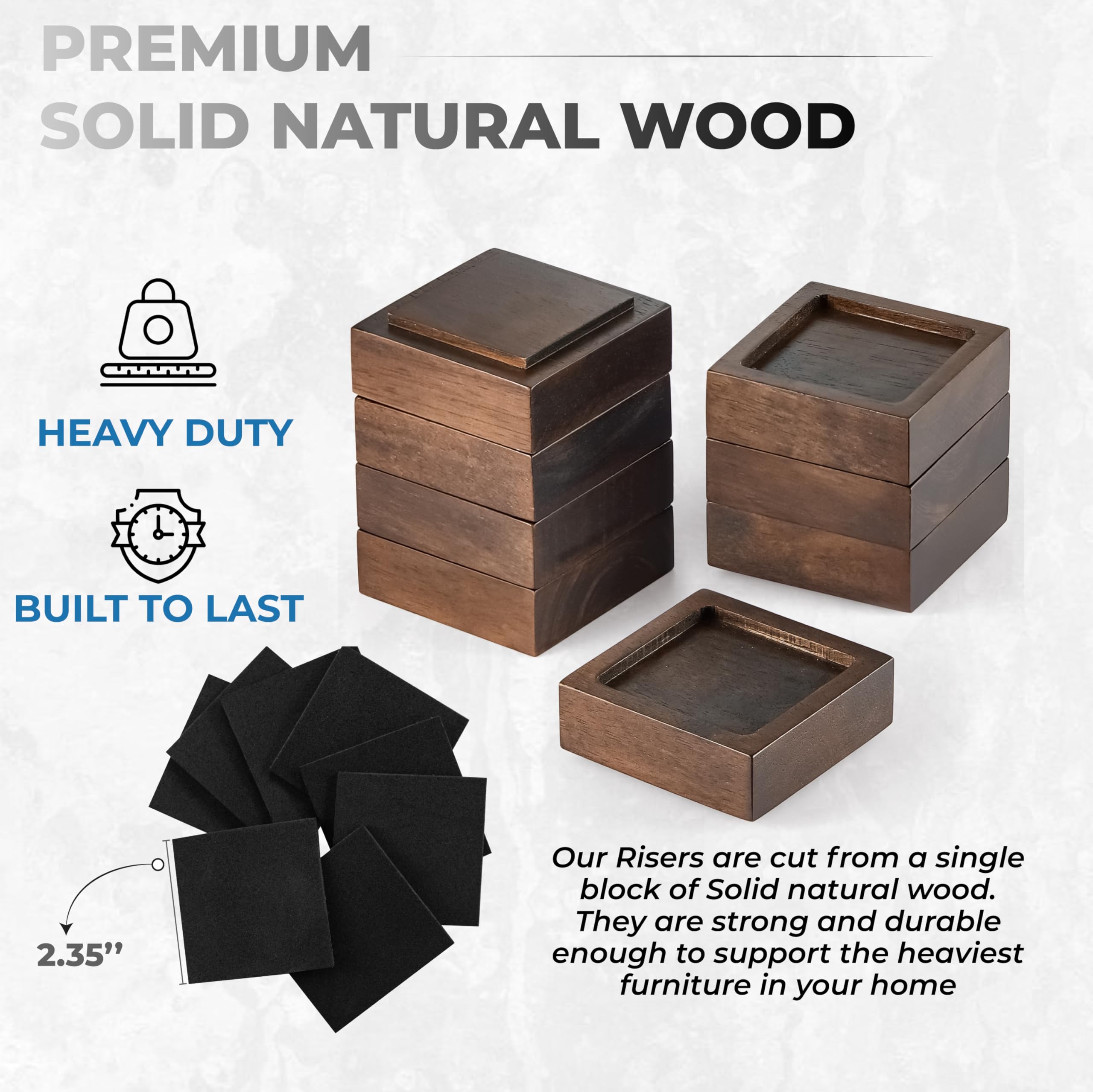 Solid oak construction of FASONLA risers emphasizes long-lasting durability