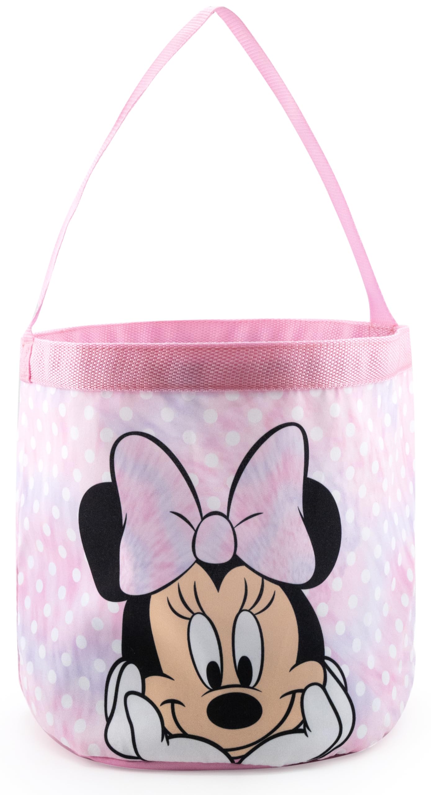 Fast Forward Minnie Mouse Easter Basket for kids during a bright Easter egg hunt.