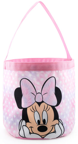 Fast Forward Minnie Mouse Easter Basket for kids during a bright Easter egg hunt.