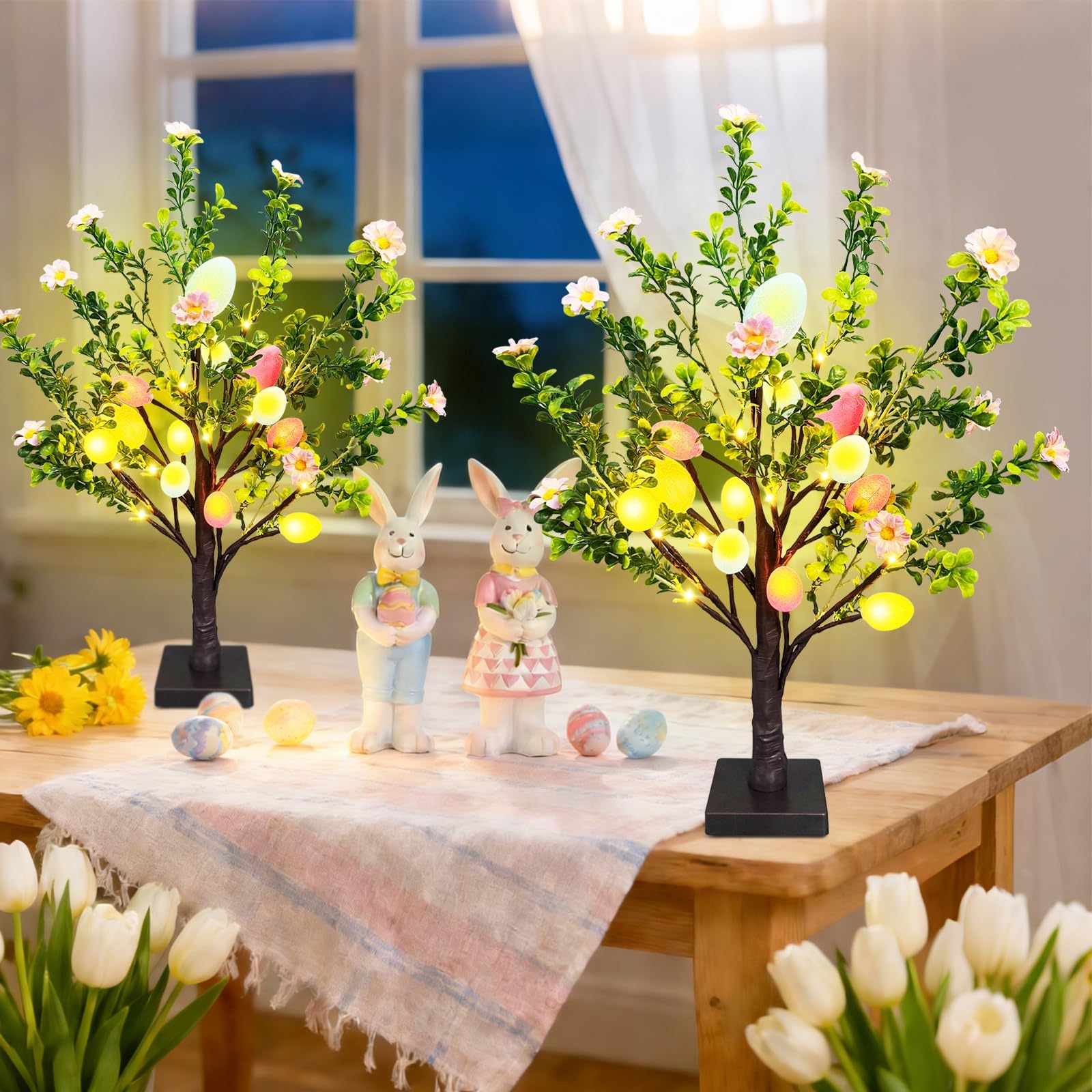 FastDeng 22-inch Easter tree with pink flowers boosts spring table decor