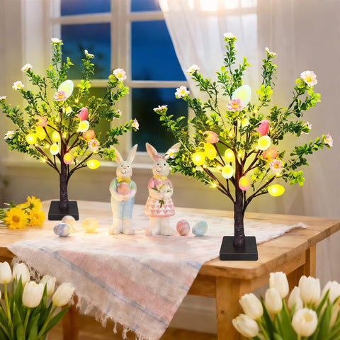 FastDeng 22-inch Easter tree with pink flowers boosts spring table decor