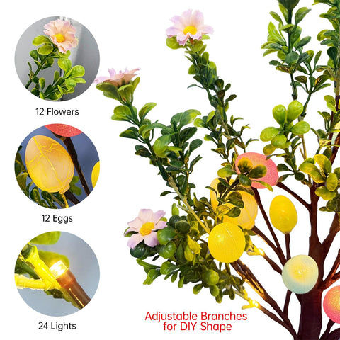 FastDeng Easter tree with 24 eggs adds playful DIY embellishments