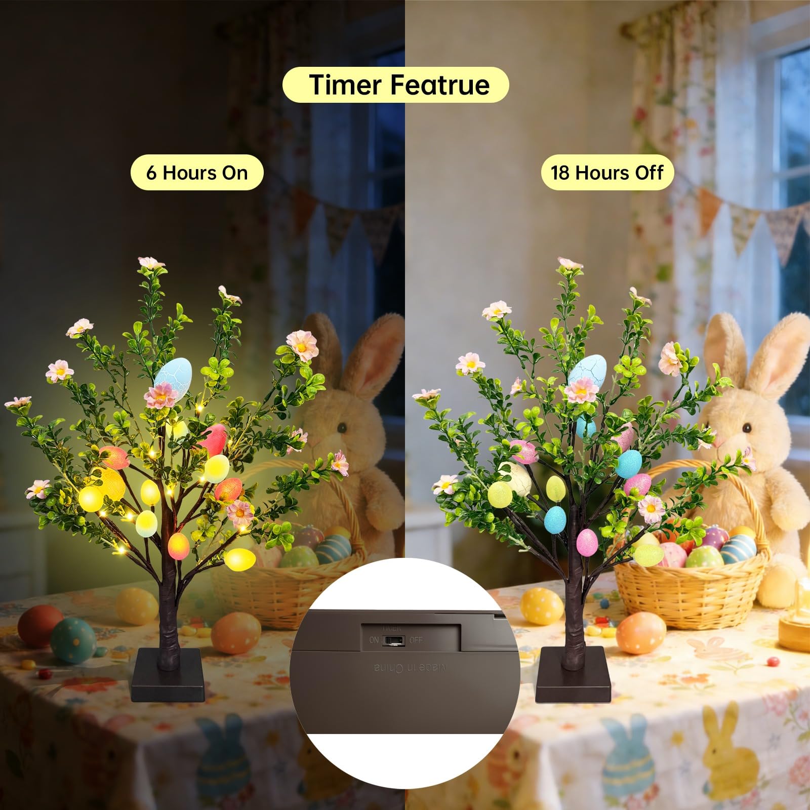 FastDeng battery-powered tabletop tree fits desks and mantels