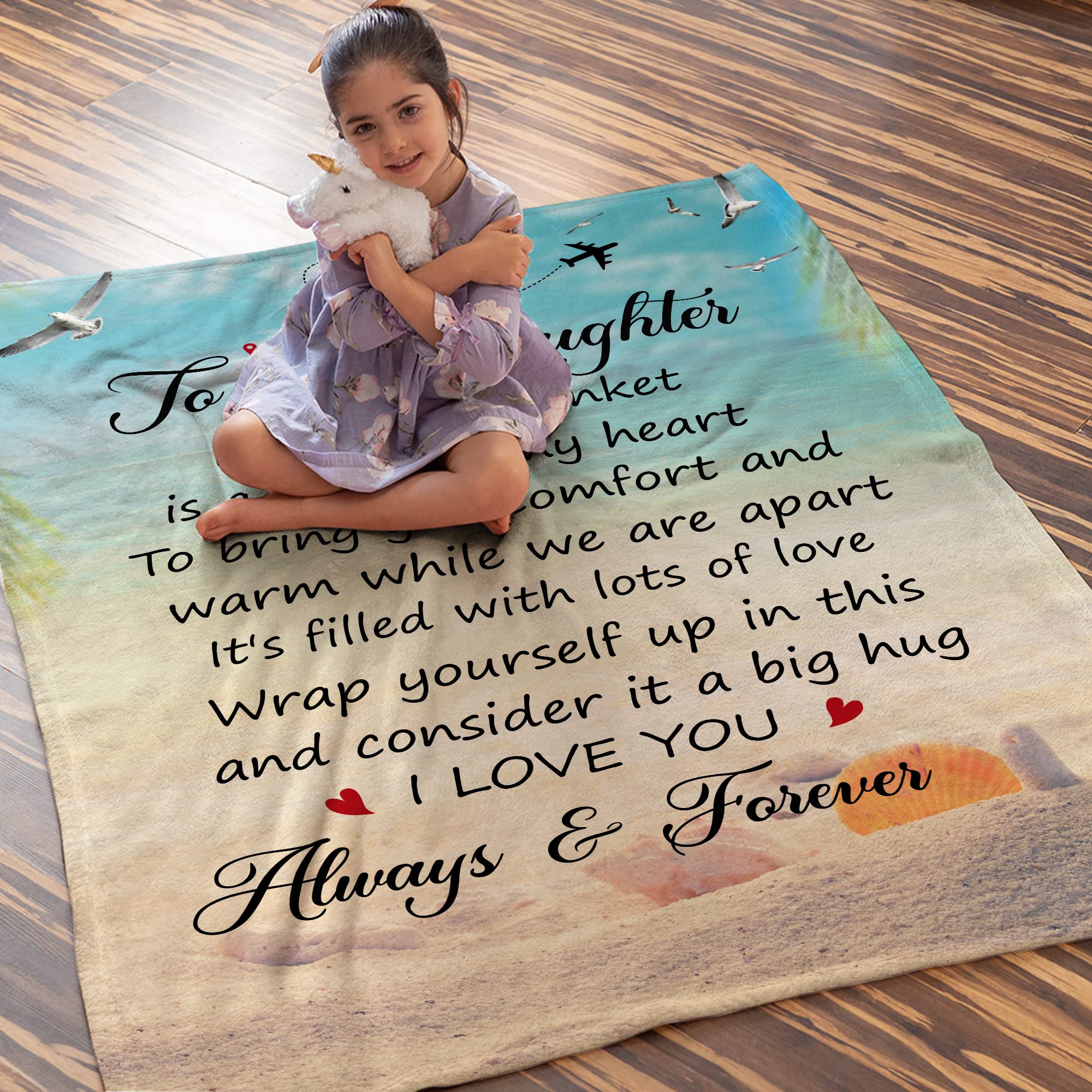 Fastpeace daughter gift blanket by bedside ready for bedtime snuggles.