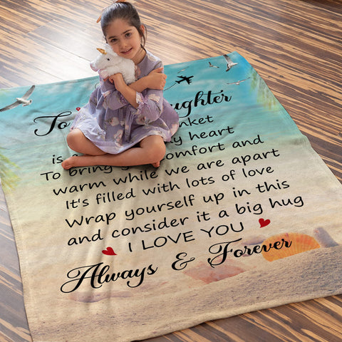 Fastpeace daughter gift blanket by bedside ready for bedtime snuggles.