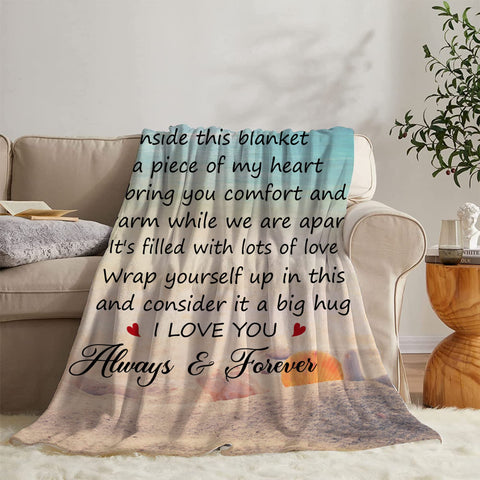 Fastpeace daughter gift blanket close-up with message detail and touch-friendly fabric.