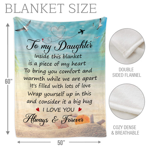 Fastpeace daughter gift blanket on couch highlighting cozy home lounging and relaxation.