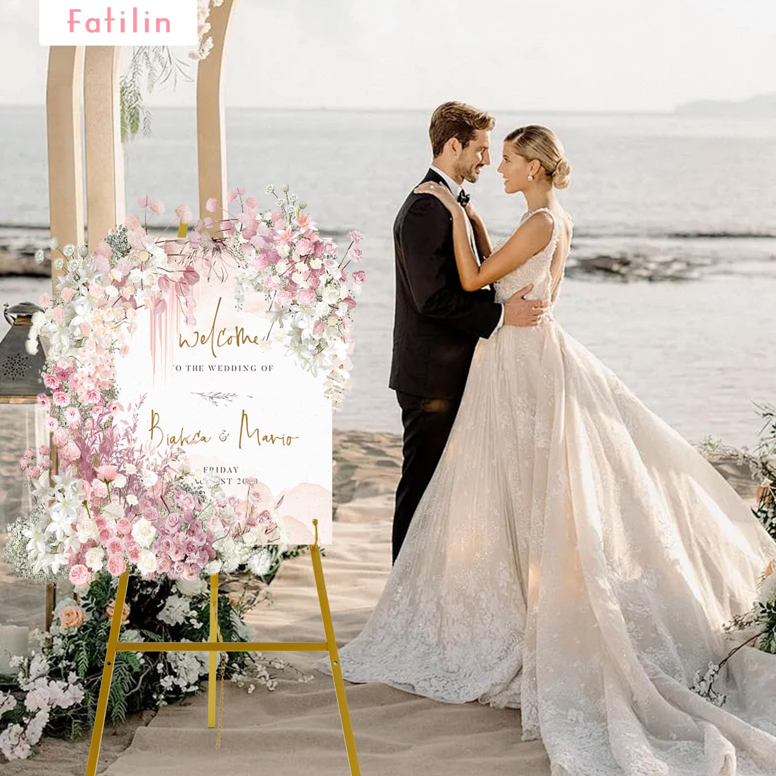Fatilin heavy-duty easel back support keeps signs steady on uneven floors.