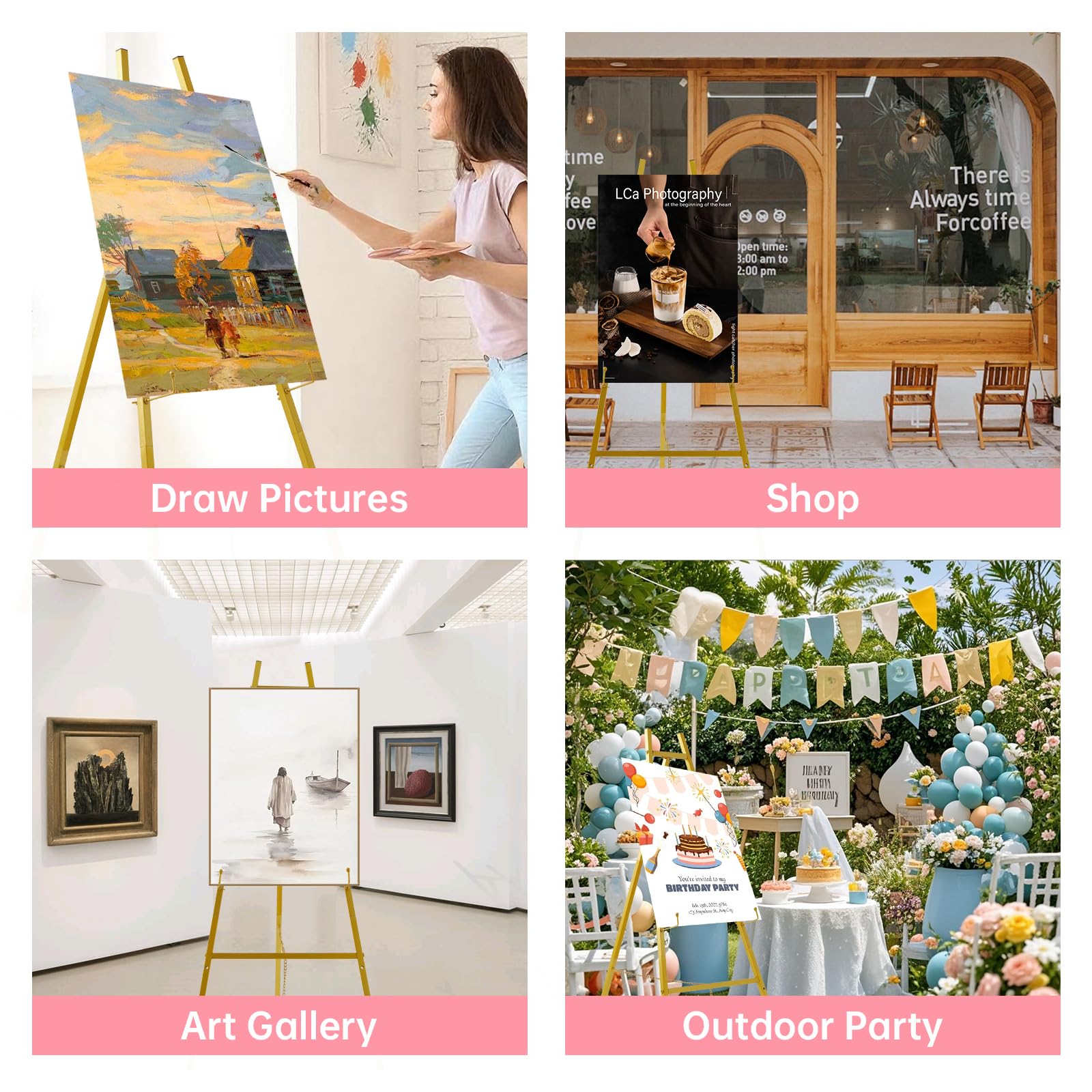Fatilin non-slip base easel provides stability on varied surfaces.
