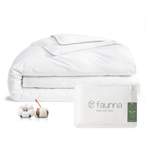 FAUNNA 100% cotton duvet cover front view highlighting breathable, comfortable fabric