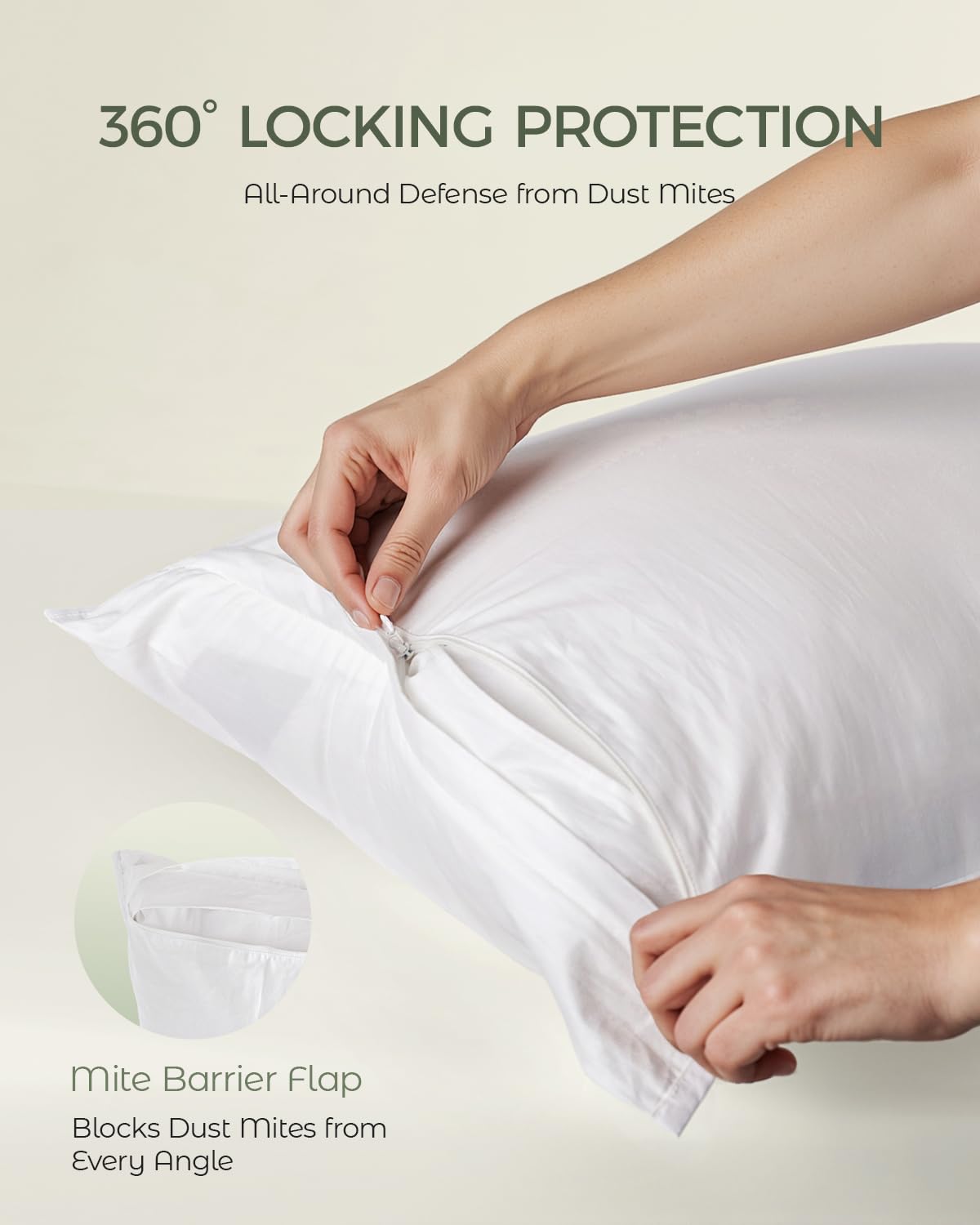 FAUNNA 600-thread-count cotton pillow protector offers soft, breathable comfort