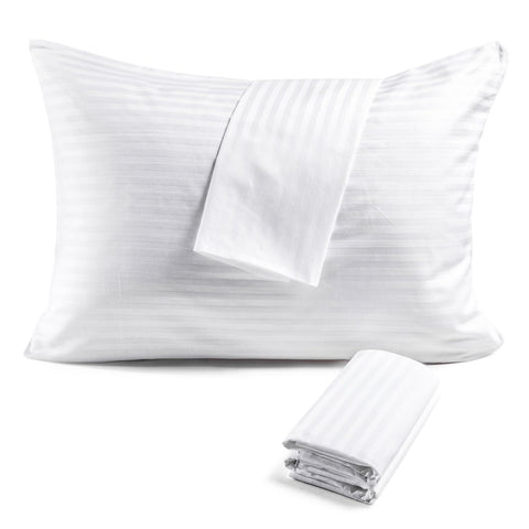 FAUNNA 600TC pillow protector weave close-up shows durable cotton texture for daily use.
