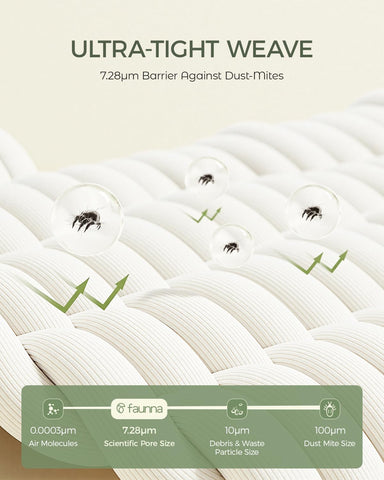 FAUNNA mite-blocking pillow protector highlights double protection against dust mites