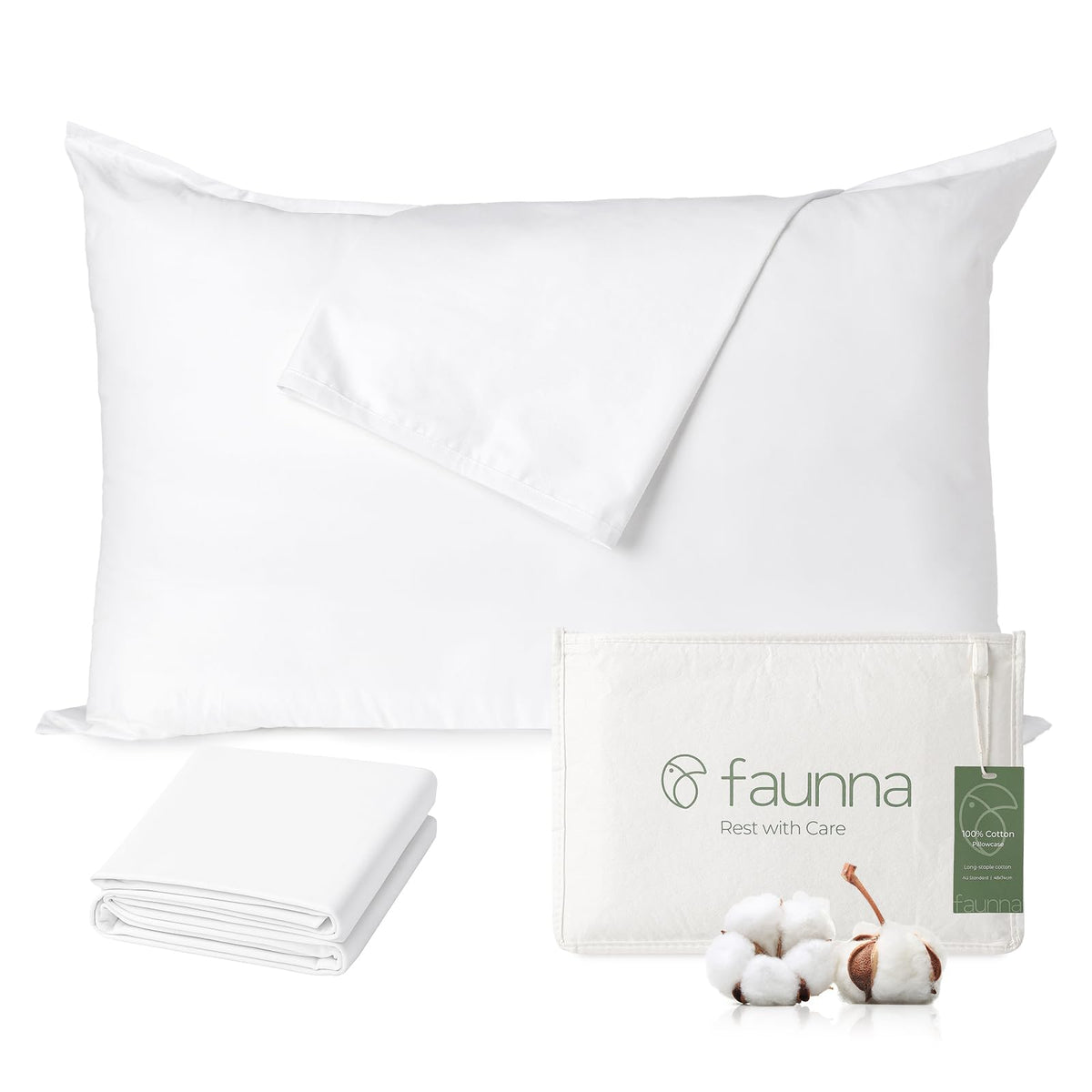 FAUNNA zippered pillow protector for queen size, four-pack convenience