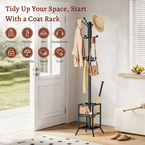 FAVOOSTY 72-inch tall coat tree for bedrooms and offices