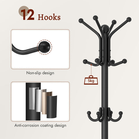 FAVOOSTY 12-hook coat tree for coats, hats, scarves
