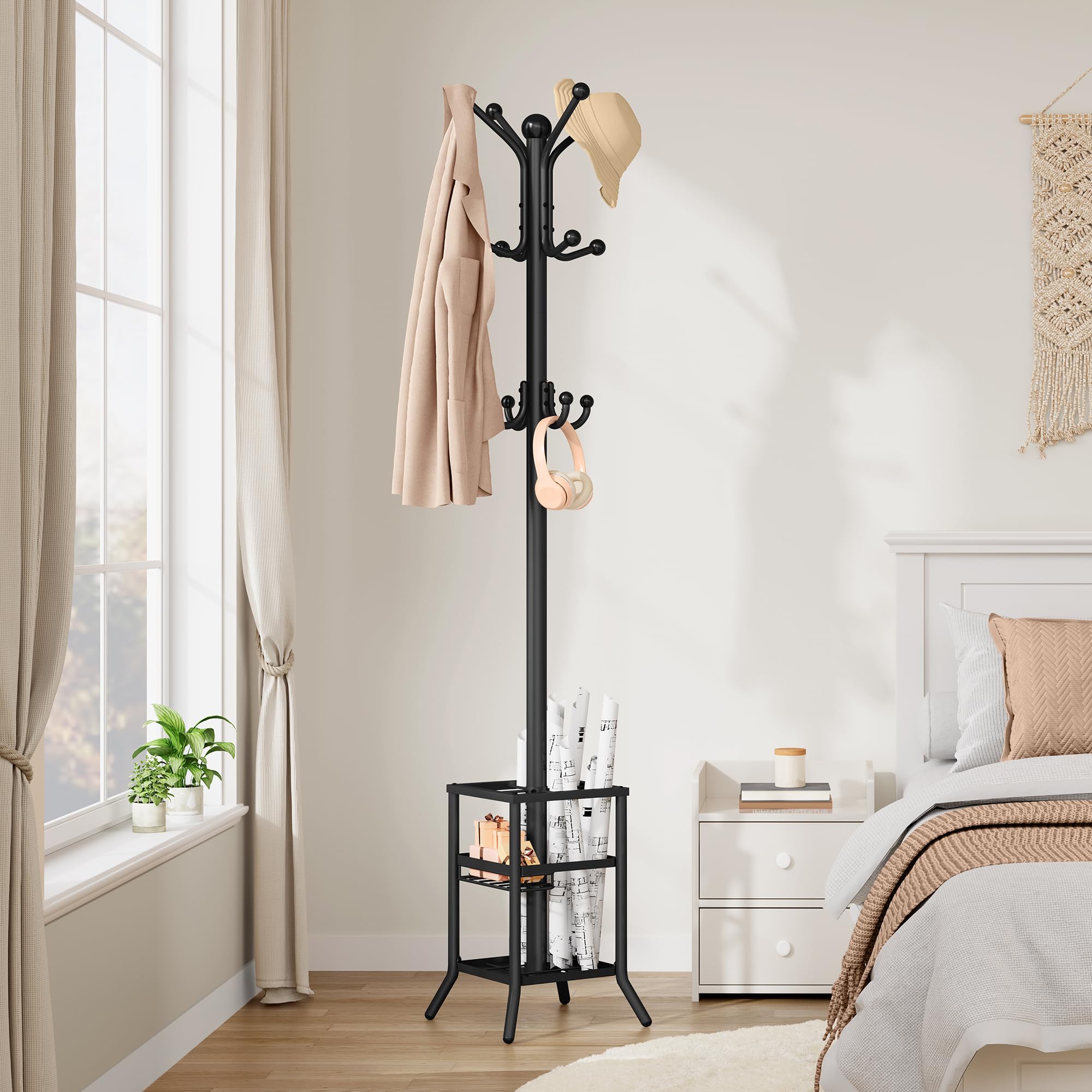 FAVOOSTY entryway coat tree enhances hallway organization
