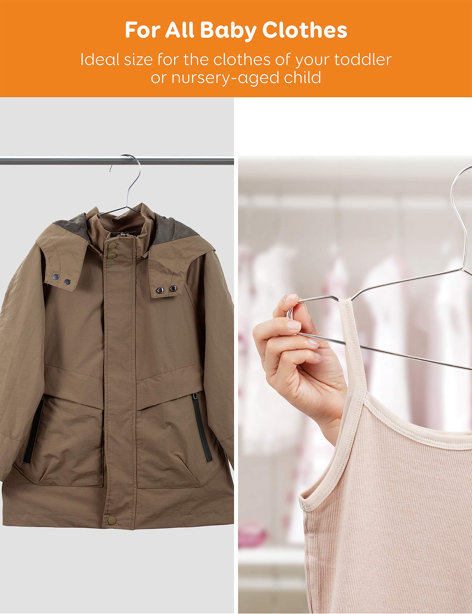 Fayleeko baby hangers securely hold dresses and pants without slipping.