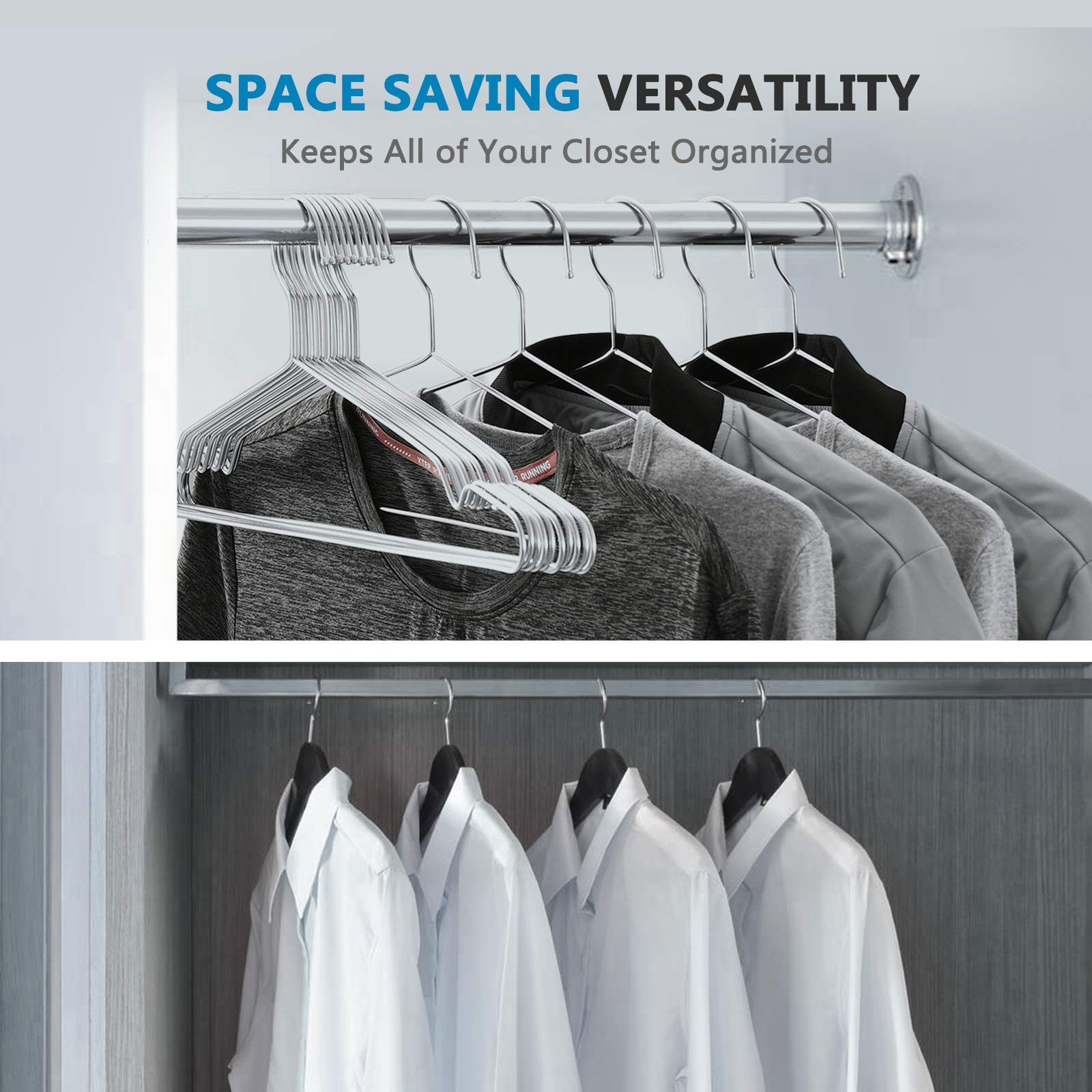 Fayleeko wire hangers arranged for an organized closet in a home