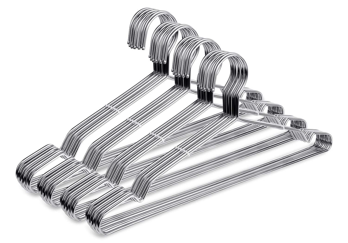 Fayleeko heavy-duty stainless steel coat hangers display 40-pack for sleek, spacious wardrobes.