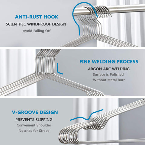 Fayleeko stainless steel hangers with non-slip grip for heavy garments