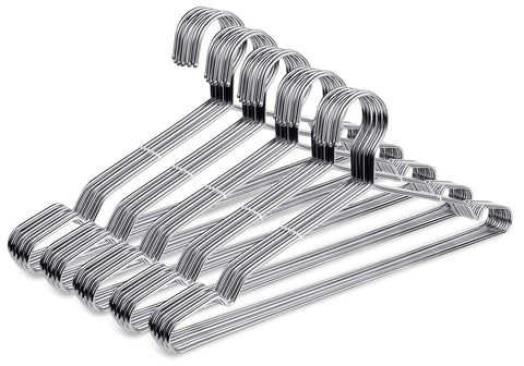 Fayleeko stainless steel wire hangers 50-pack, 16.5-inch length for compact closet organization.