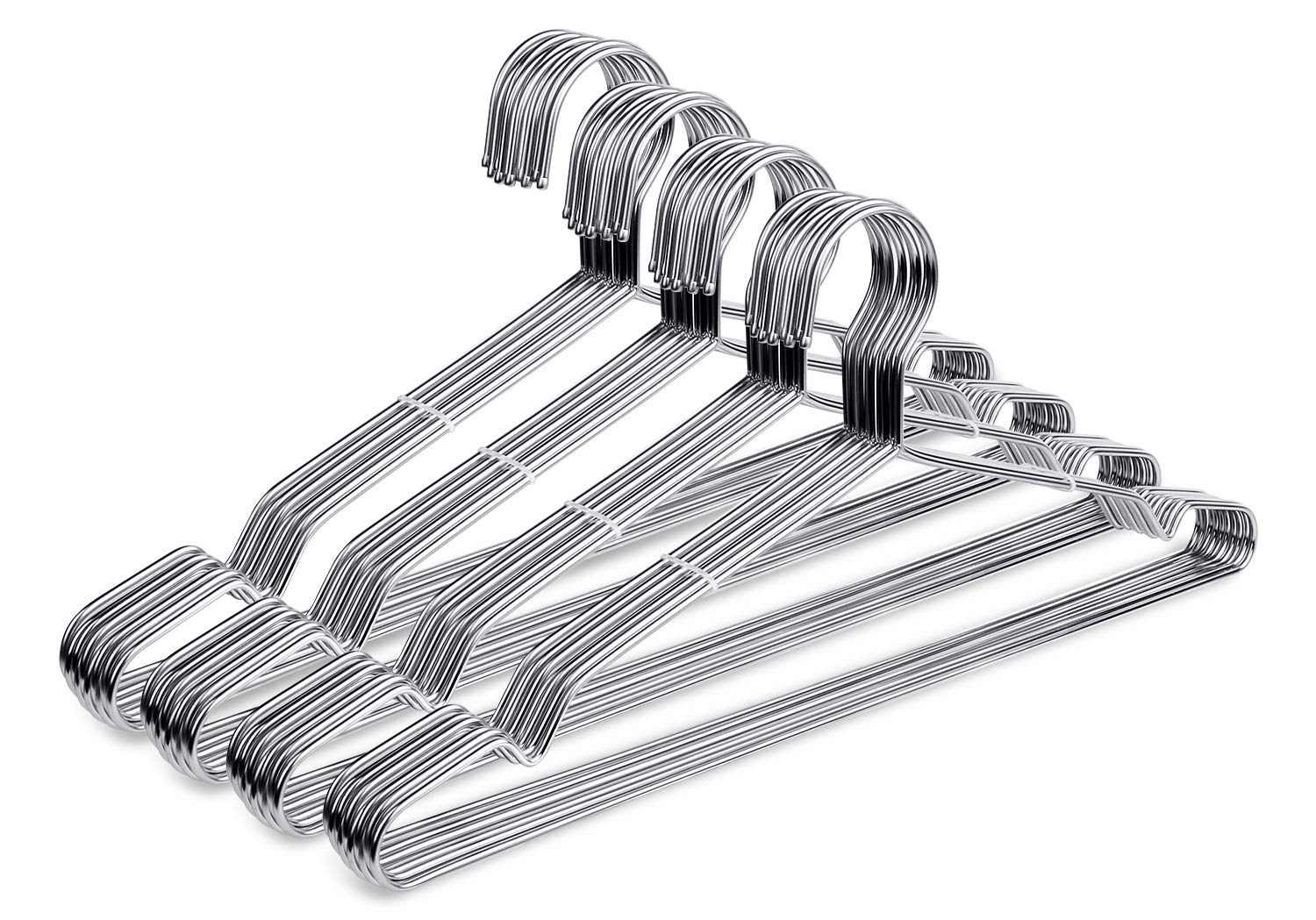 Fayleeko wire hangers close-up of sturdy stainless steel design for durable wardrobe organization.
